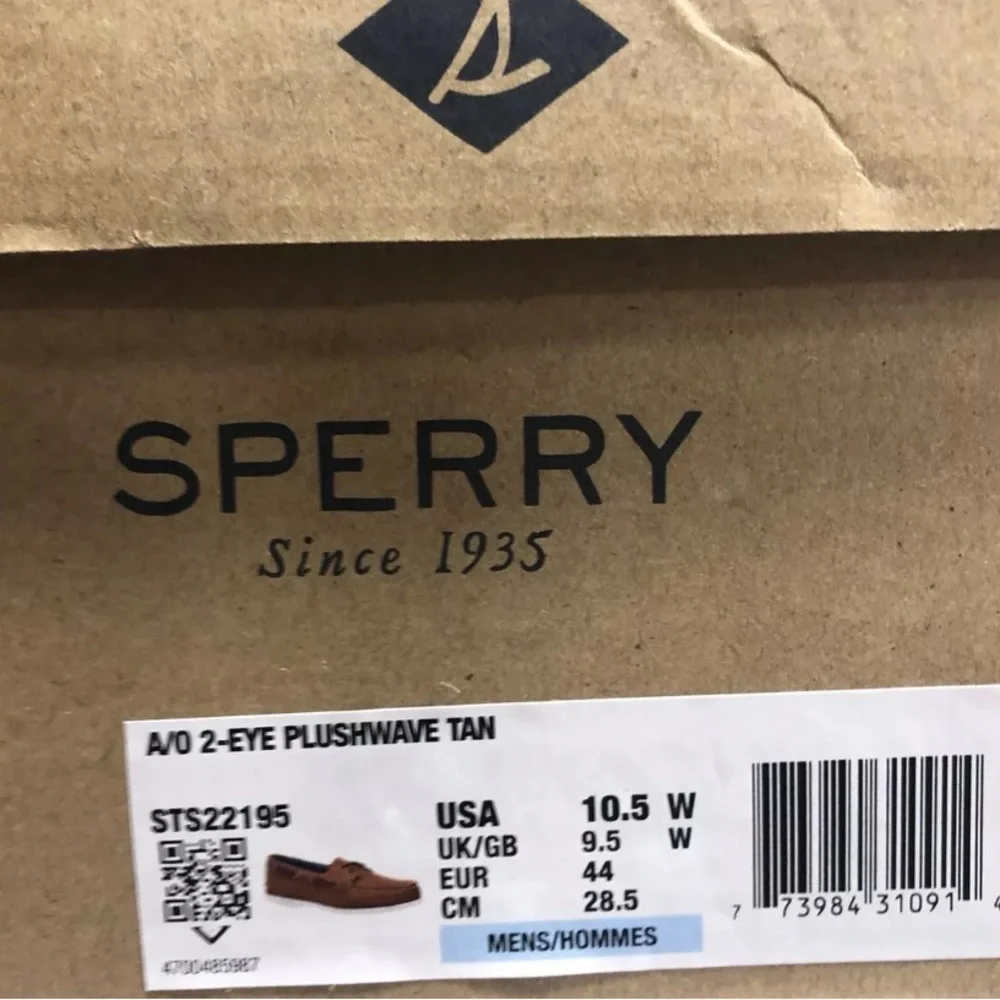 Sperry 2-Eye Plushwave Mens Boat Shoe Tan Size 10.5 W